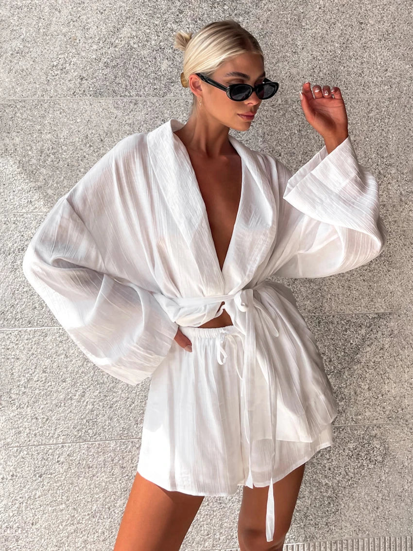 White Women Pyjama Short Set