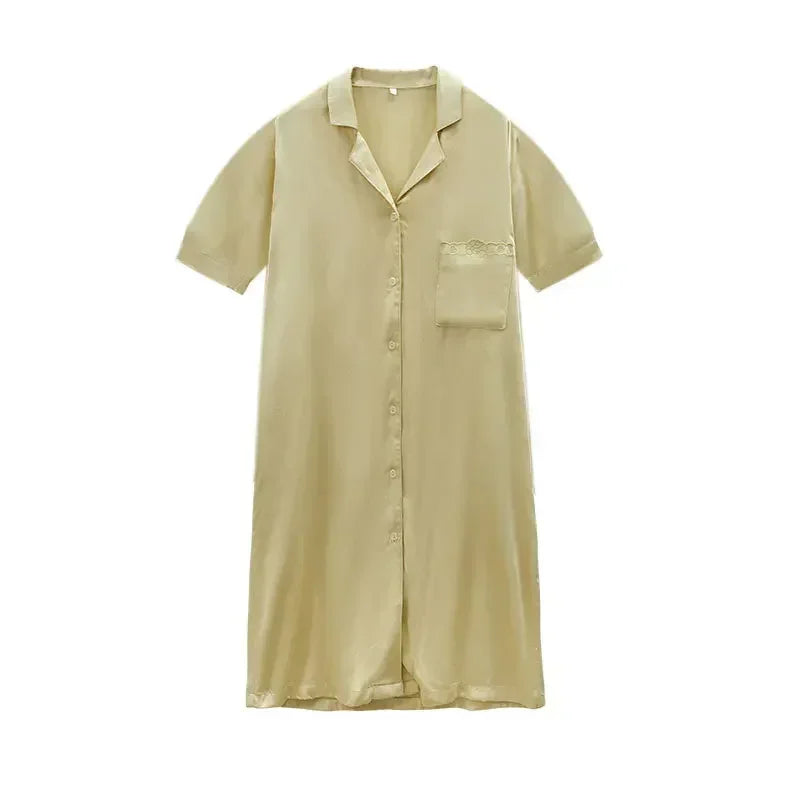 Women's Cotton Satin Embroidery Pyjama Set