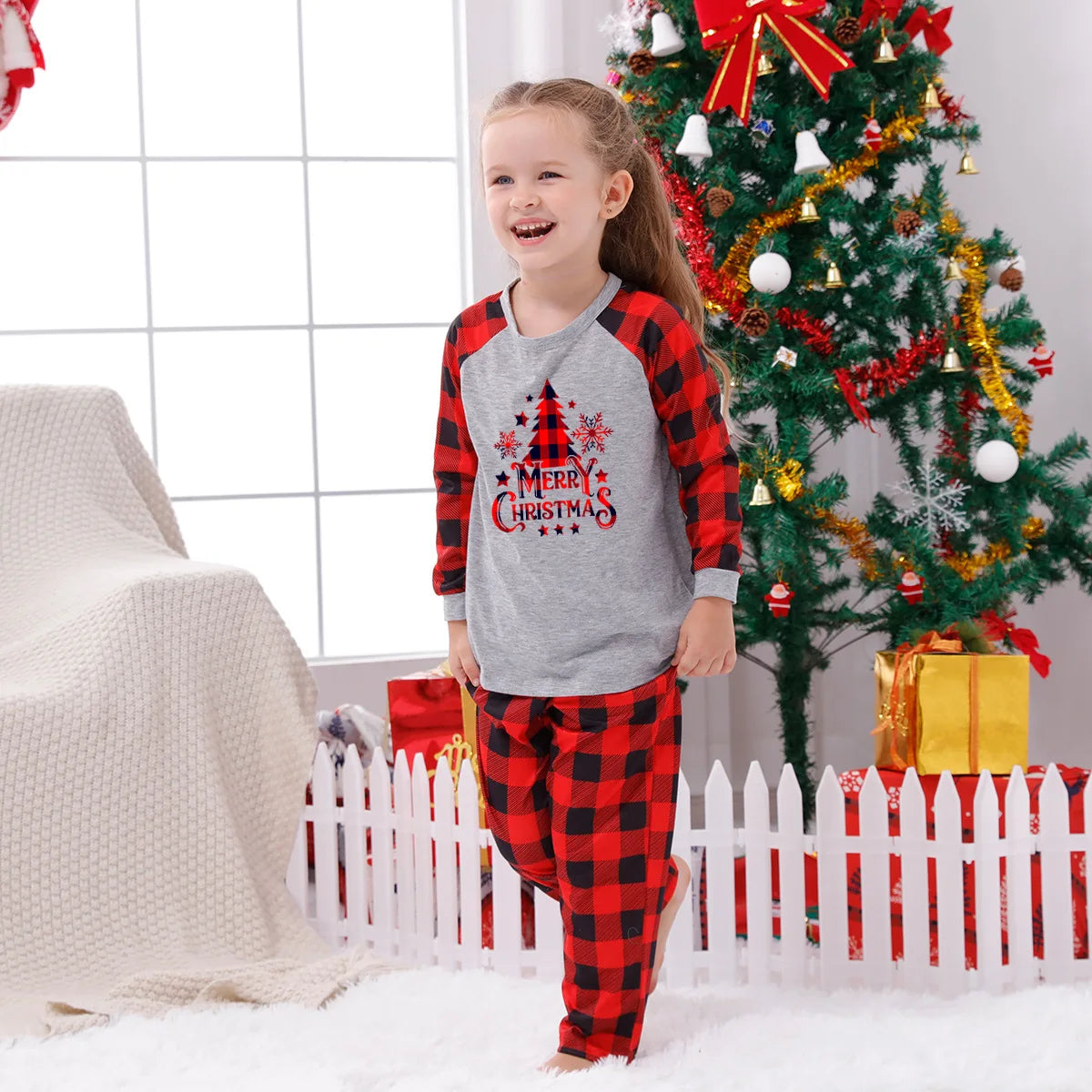 Matching Family Xmas Tree Print Pyjama Set