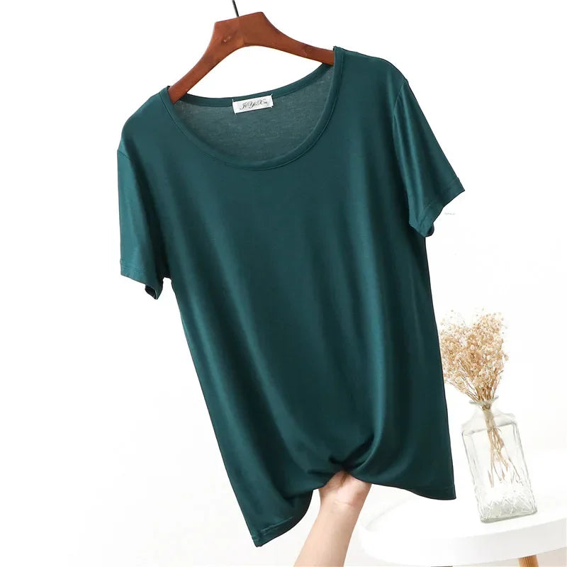 Women's Plus Size Modal Short Sleeve Pyjama Top