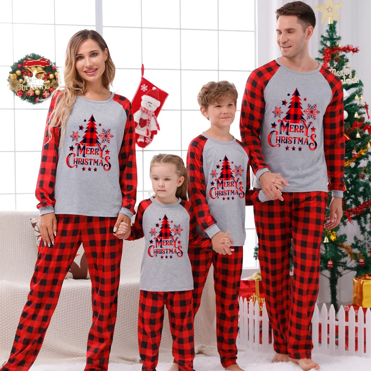 Matching Family Xmas Tree Print Pyjama Set