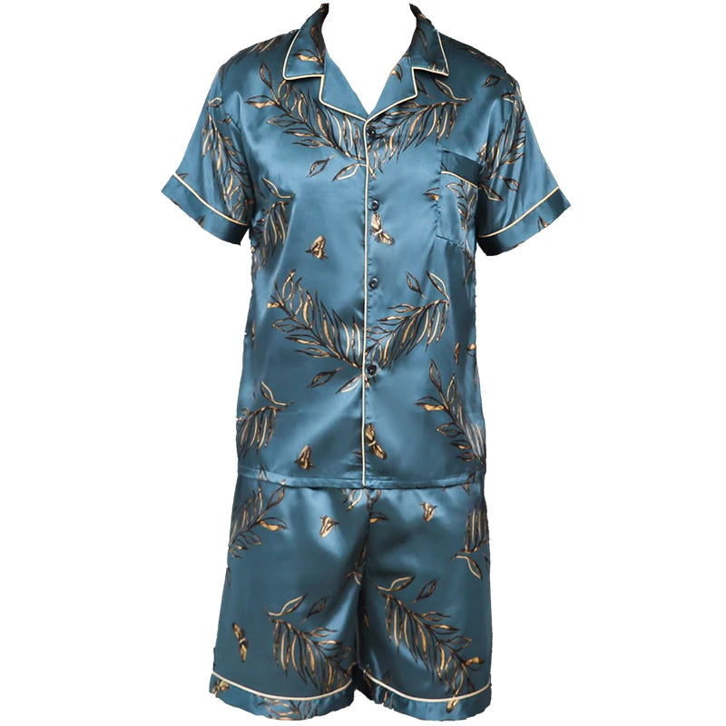 Men's Blue Silky Pyjama Set