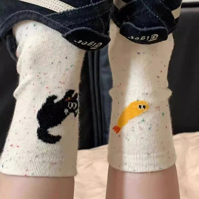 Women's Speckled Cat & Fish Socks