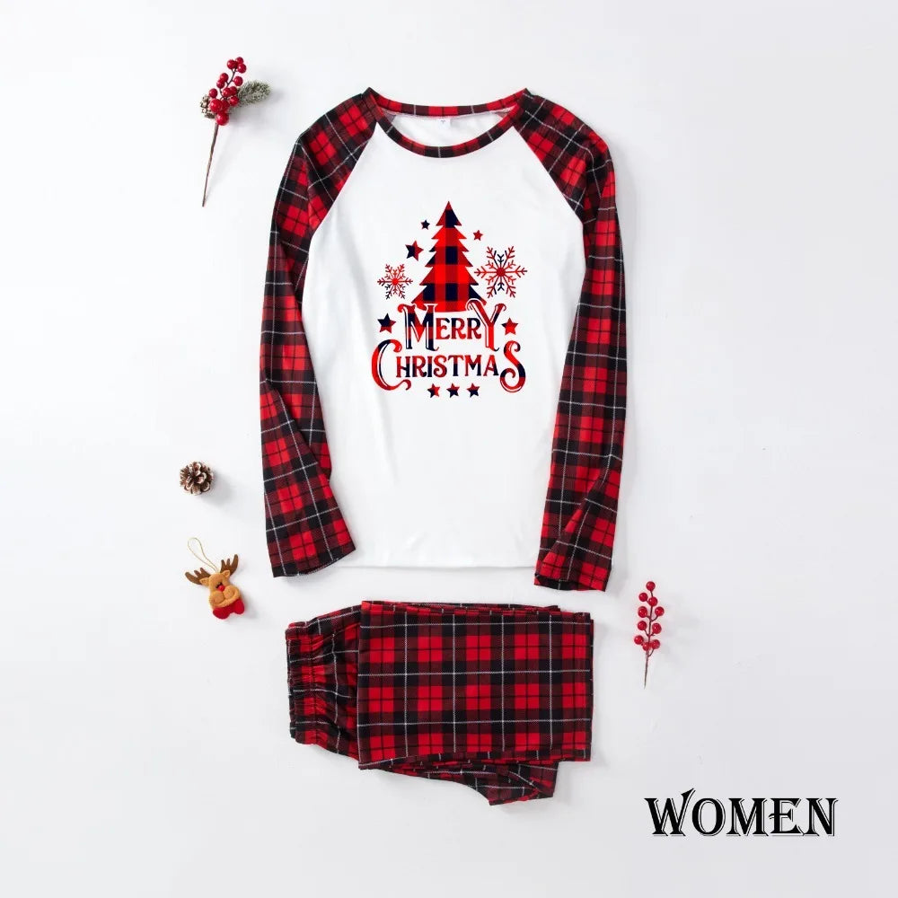 Red Plaid Christmas Tree Matching Pyjama Set