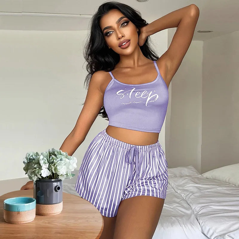 Women's Sleeveless Cotton Shortie Pyjama Set