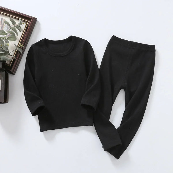 Black Winter Warm Kids Pyjamas Set