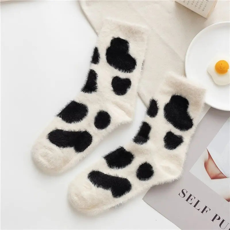 Women's Cartoon Print Fluffy Socks
