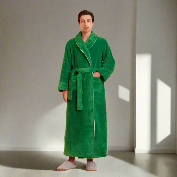 Men's Green Fluffy Dressing Gown