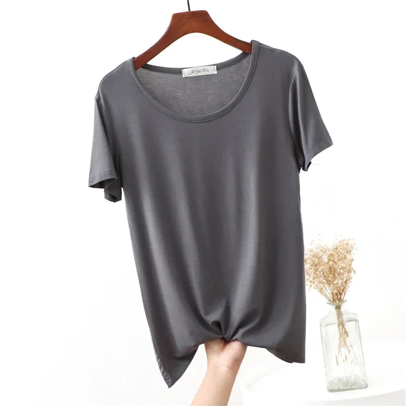Women's Plus Size Modal Short Sleeve Pyjama Top
