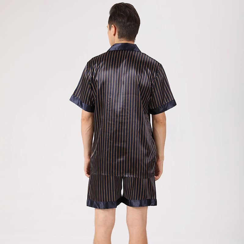 Men's Classic Striped Satin Pyjama Set