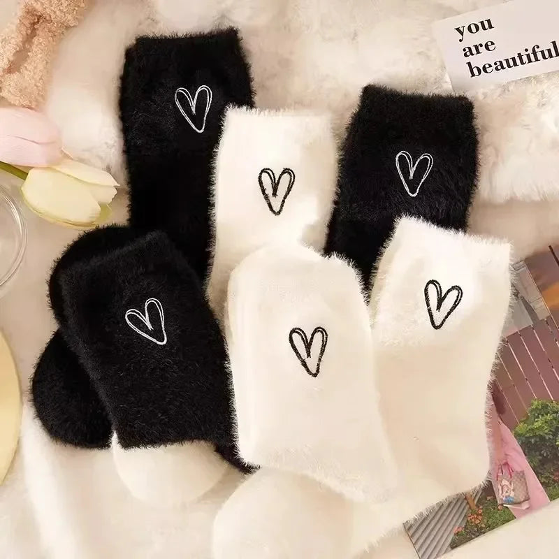 Women's Fluffy Heart Socks
