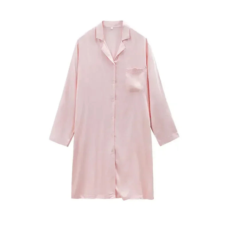 Women's Cotton Satin Embroidery Pyjama Set