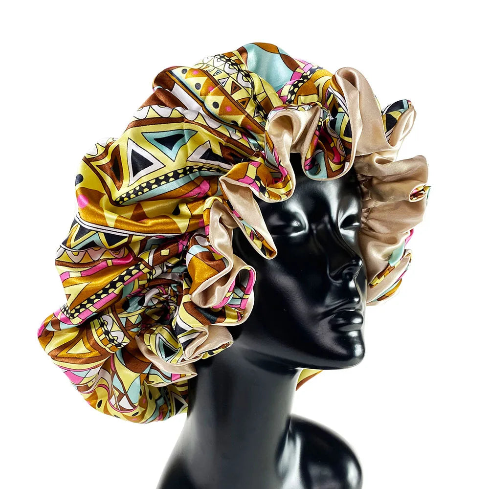 Double Layer Satin Bonnet Cap