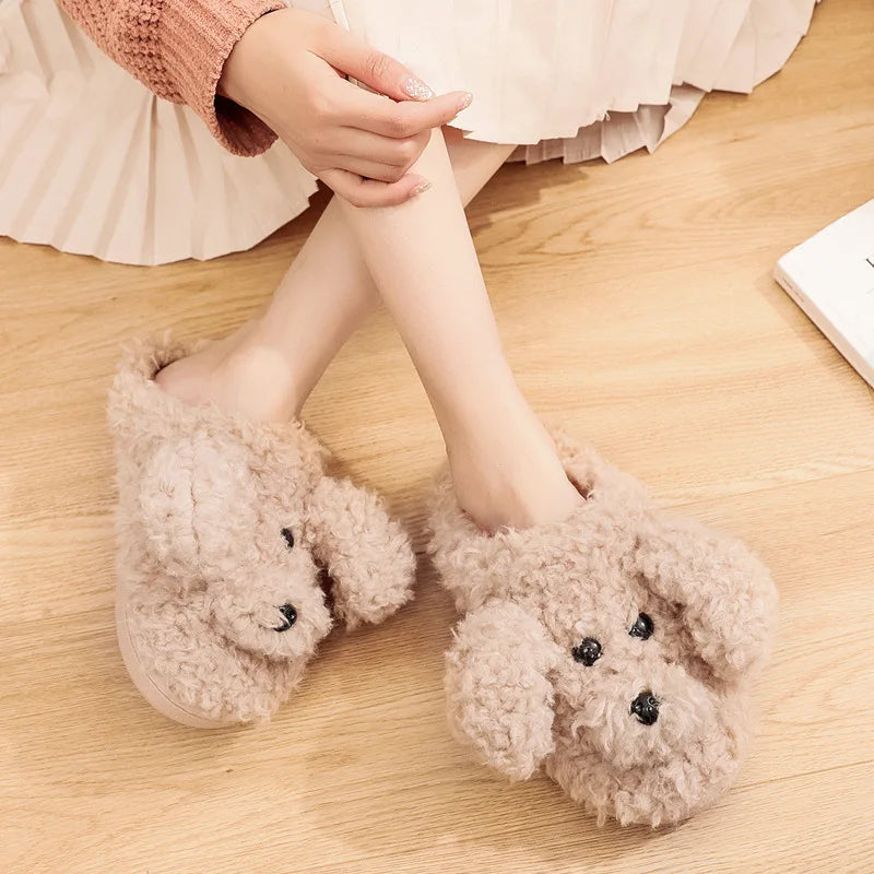 Women's Dog Plush Slippers