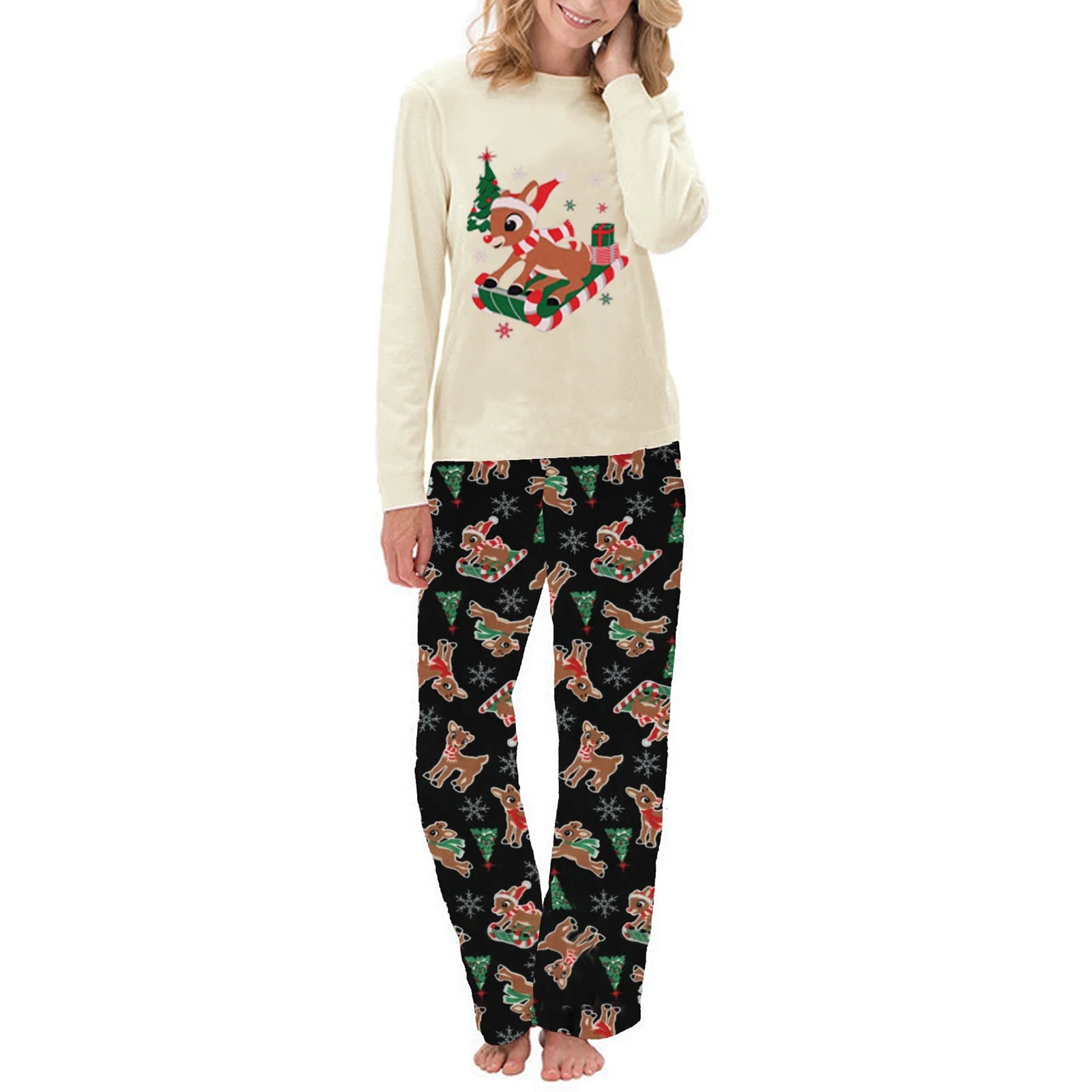 Matching Reindeer Sleigh Christmas Pyjama Set