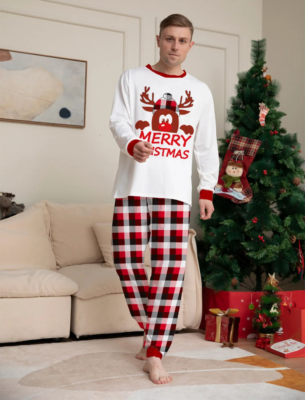 Reindeer Plaid Christmas Pyjamas Set