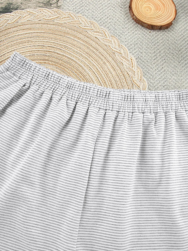 Striped Two-Piece Cotton Shorty Pyjamas