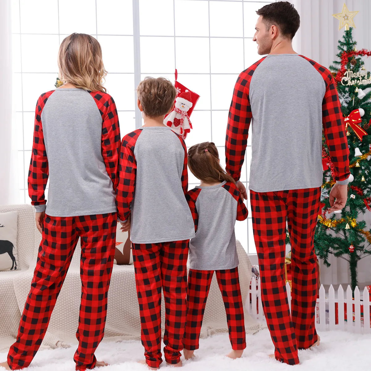 Matching Family Xmas Tree Print Pyjama Set