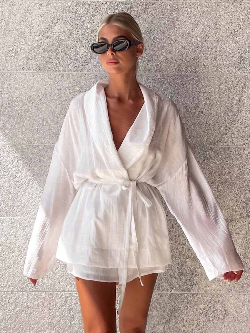 White Women Pyjama Short Set