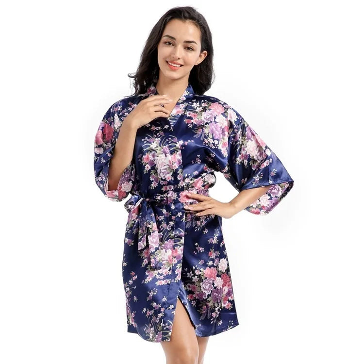 Women's Satin Floral Short Robe