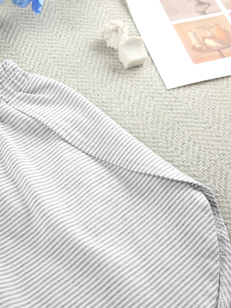 Striped Two-Piece Cotton Shorty Pyjamas