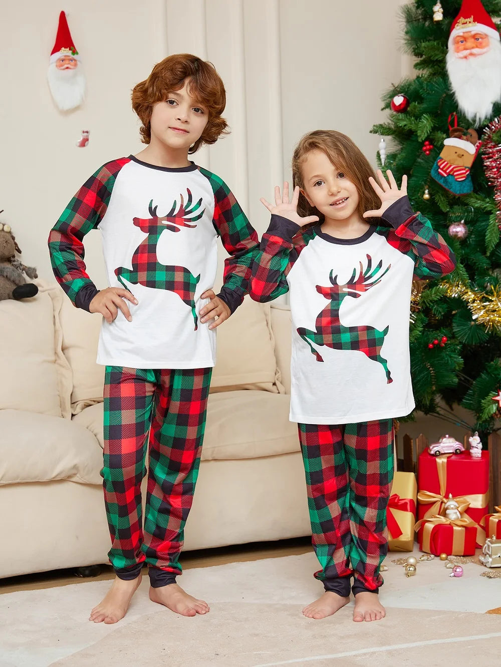 Red & Green Plaid Christmas Family Pyjama Set