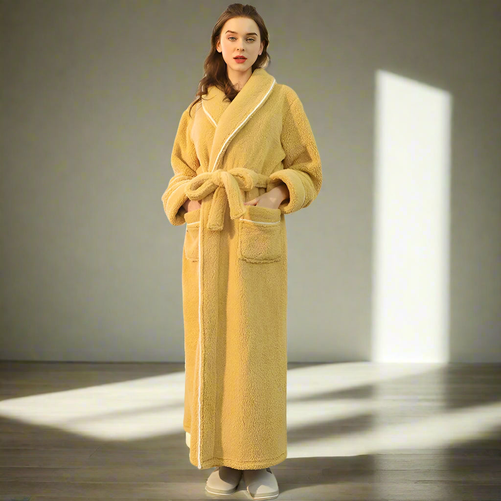 Women's Yellow Fluffy Dressing Gown