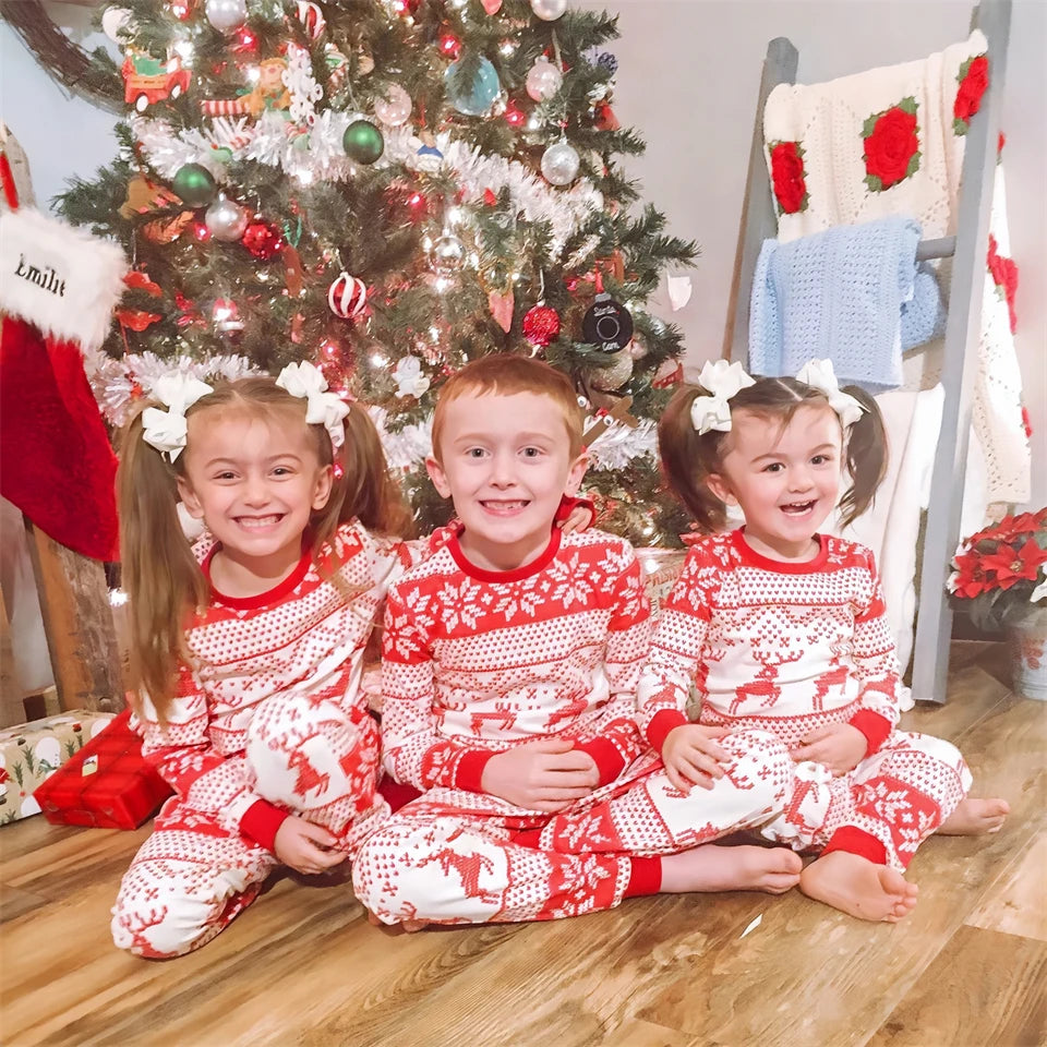 Red Retro Print Christmas Pyjamas Set