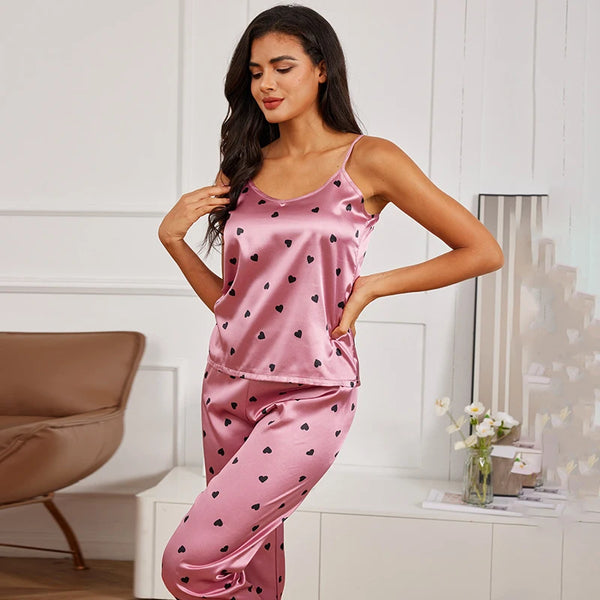 Women's Heartfelt Satin PJ Set