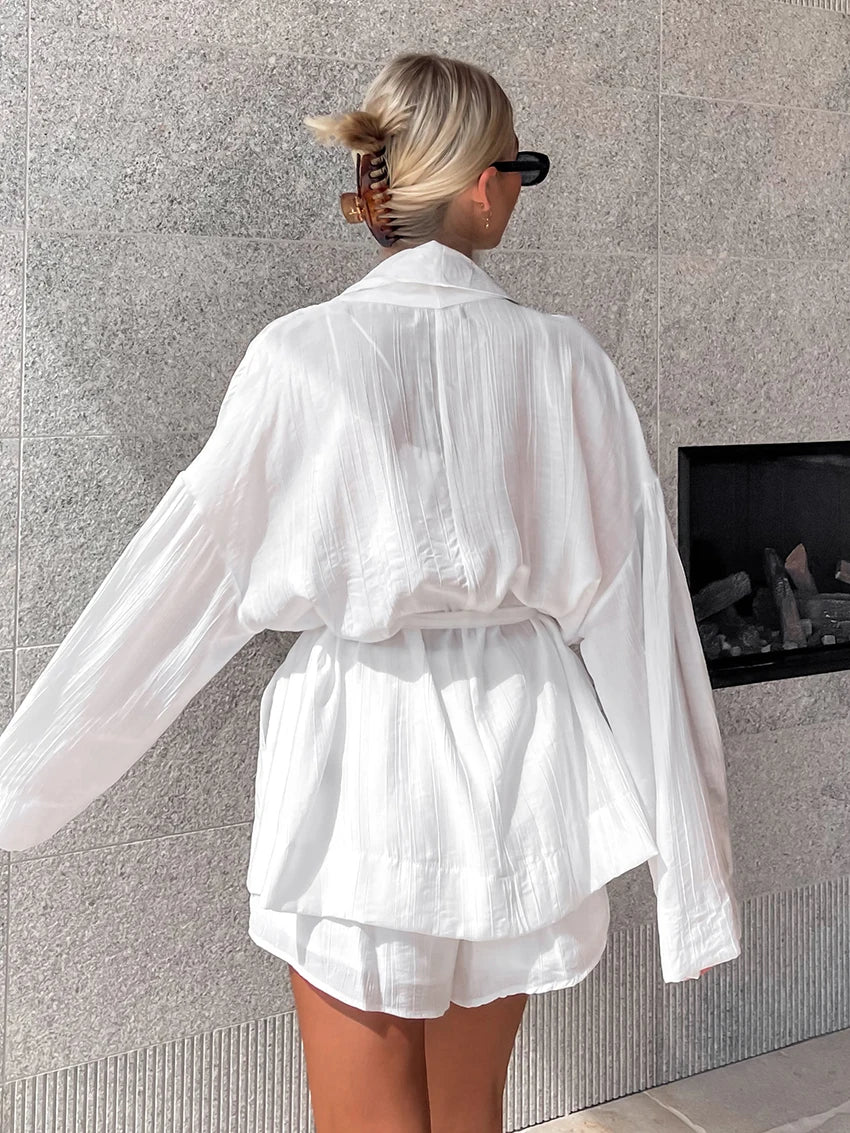 White Women Pyjama Short Set