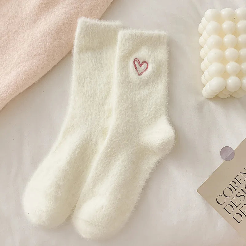 Women’s Fluffy Pink Heart Socks