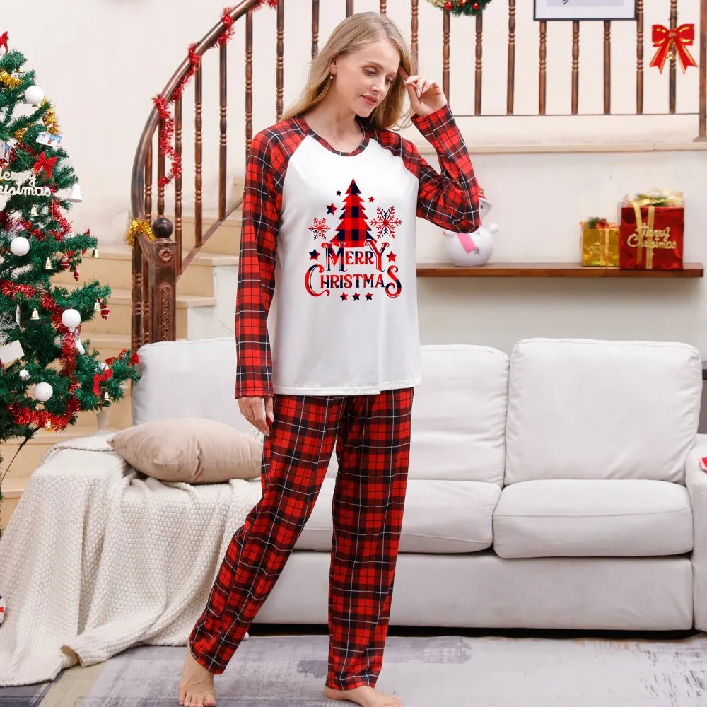 Red Plaid Christmas Tree Matching Pyjama Set
