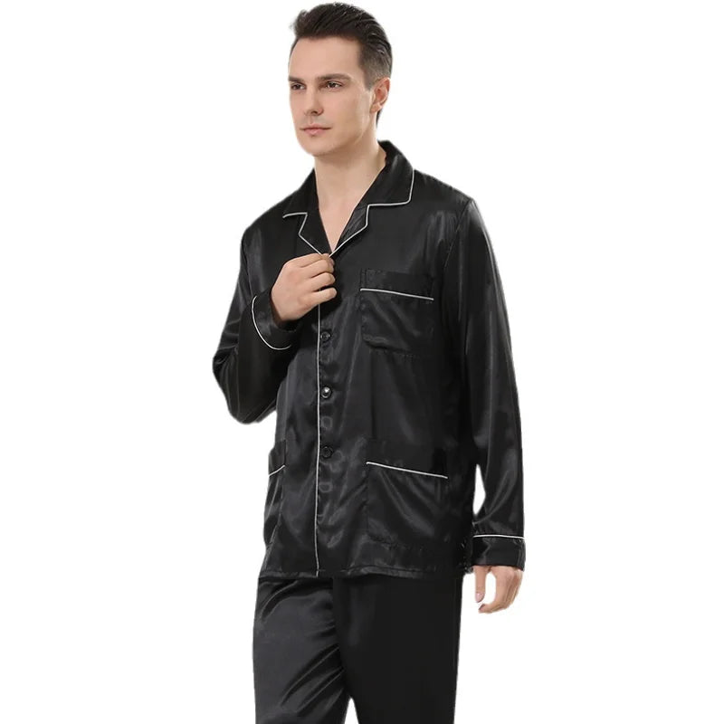 Long Sleeve Men's Silk Pyjamas