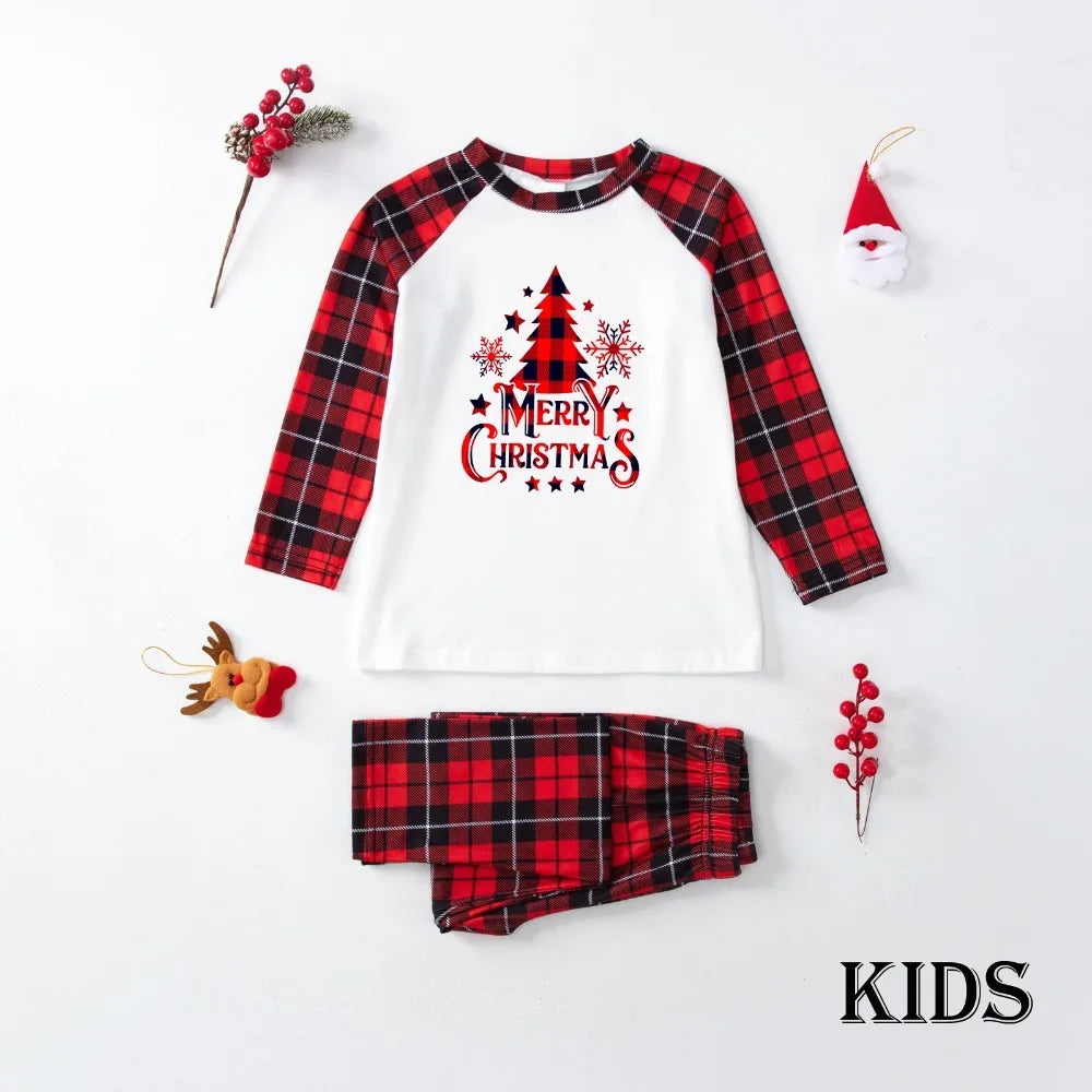 Red Plaid Christmas Tree Matching Pyjama Set
