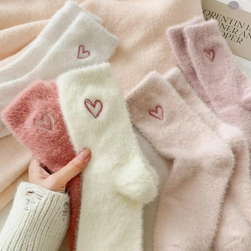Women’s Fluffy Pink Heart Socks