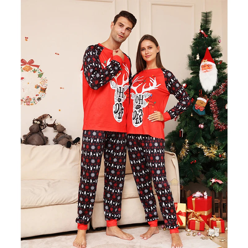 Family Red Antlers Matching Pyjamas Set