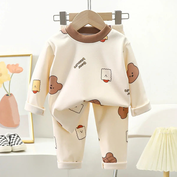 Kids Cute Cartoon Bear Long Sleeve Pyjama Sets