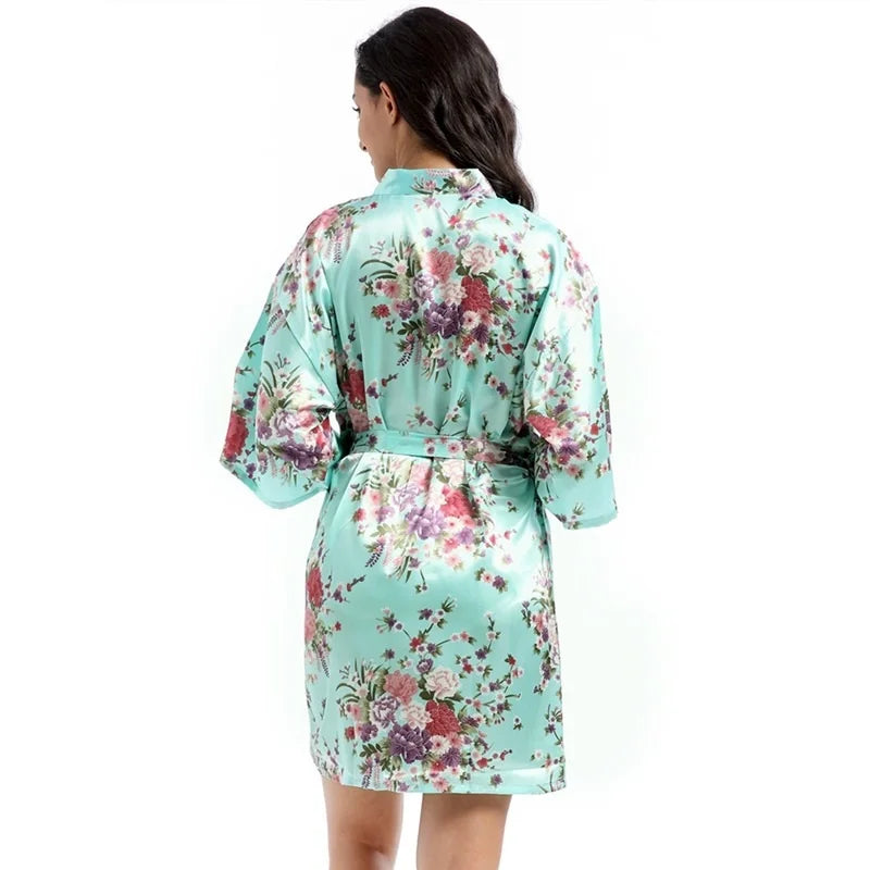 Women's Satin Floral Short Robe