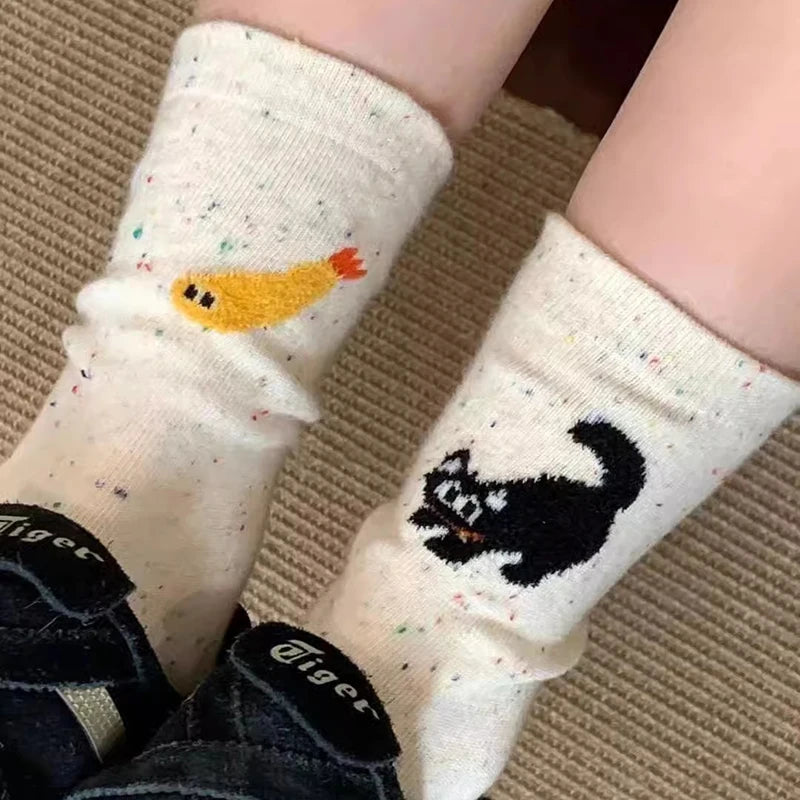 Women's Speckled Cat & Fish Socks