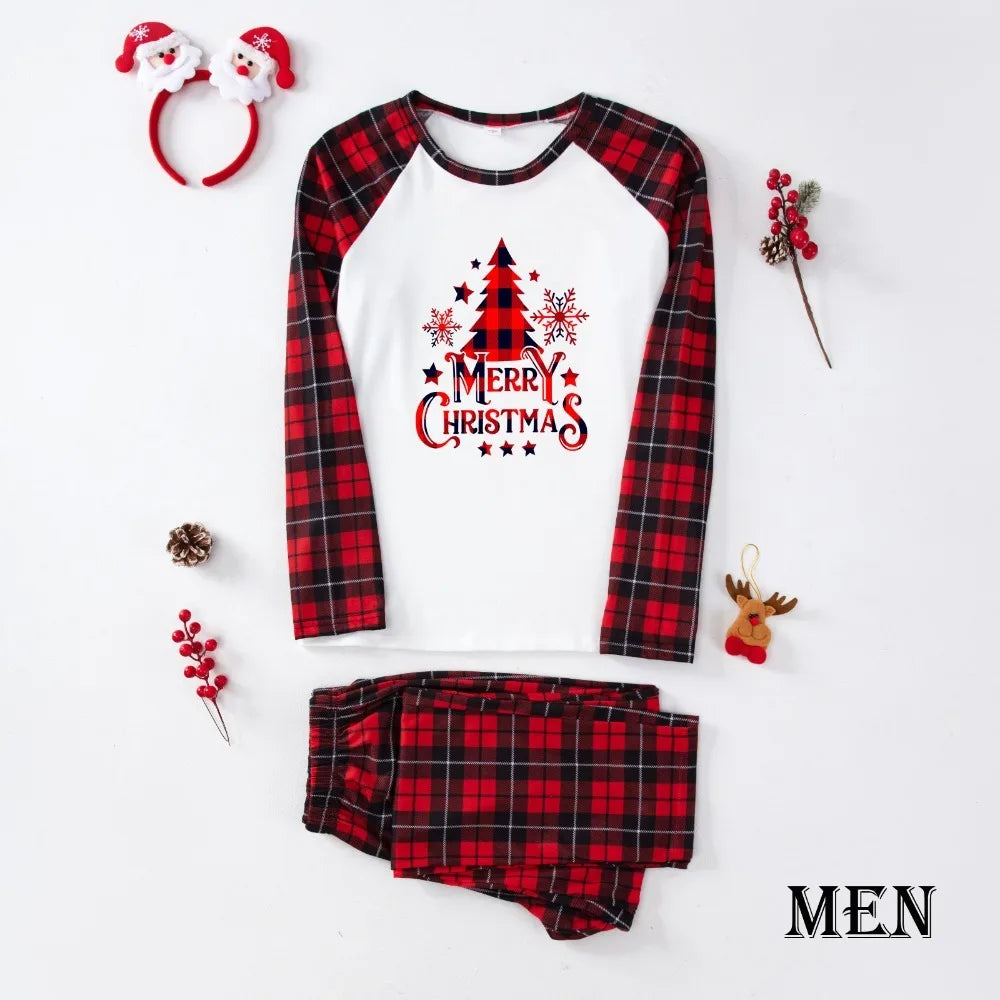 Red Plaid Christmas Tree Matching Pyjama Set