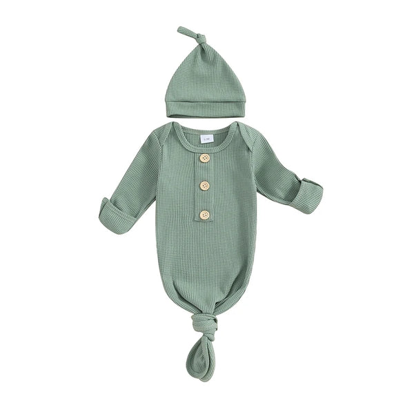 Green Baby Knotted Hat & Sleeper Suit Set