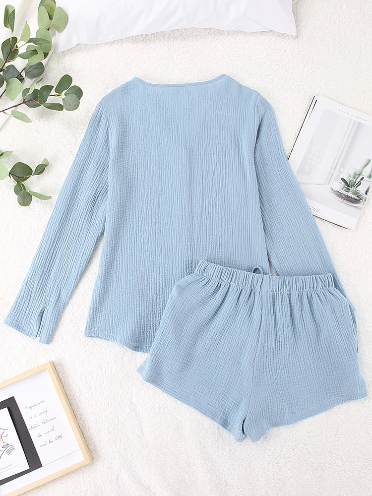 Women's Cotton Laced Pyjama Short Set