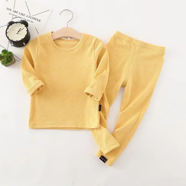 Yellow Winter Warm Kids Pyjamas Set