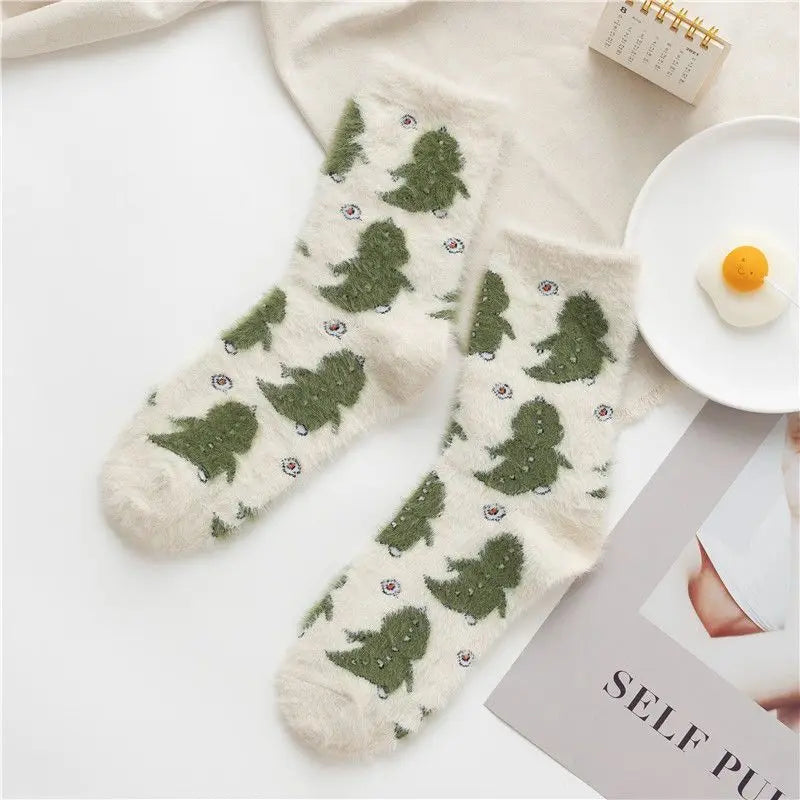 Women's Cartoon Print Fluffy Socks