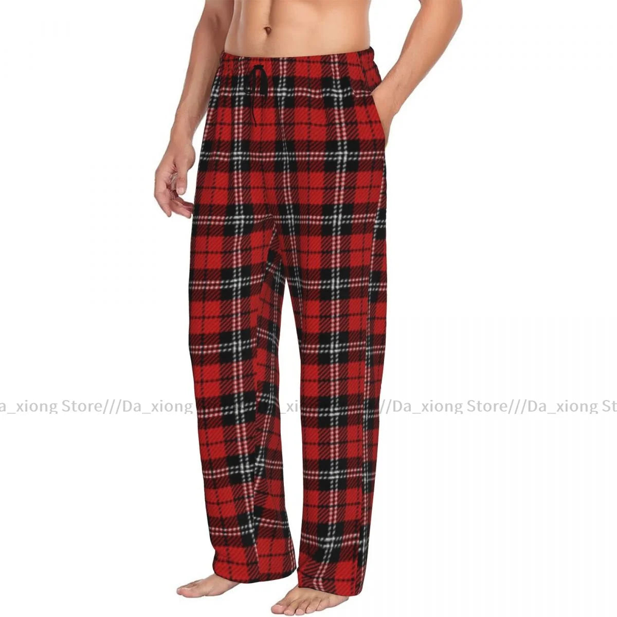 Men's Red Plaid Pattern Pyjama Bottoms