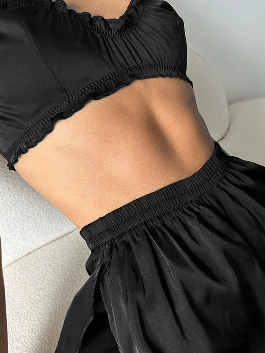Women's Spaghetti Strap Cropped Pyjama Set