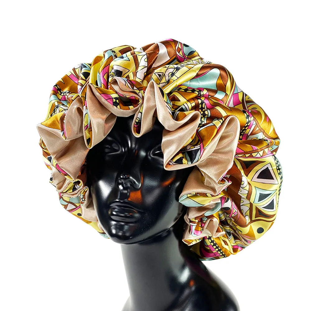 Double Layer Satin Bonnet Cap