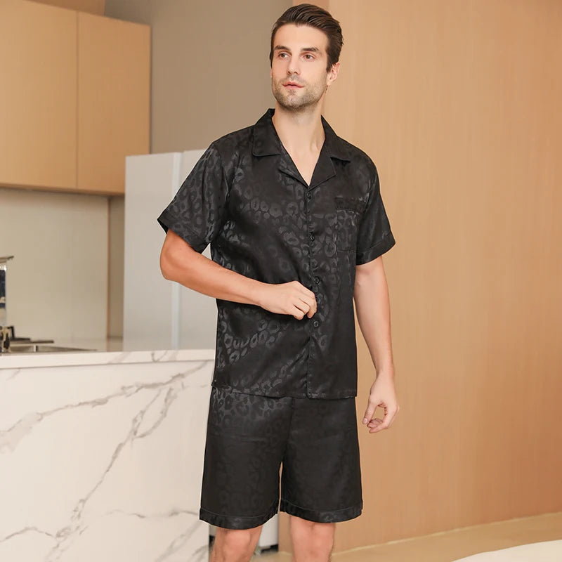 Men's Leopard Silk Pyjama Set