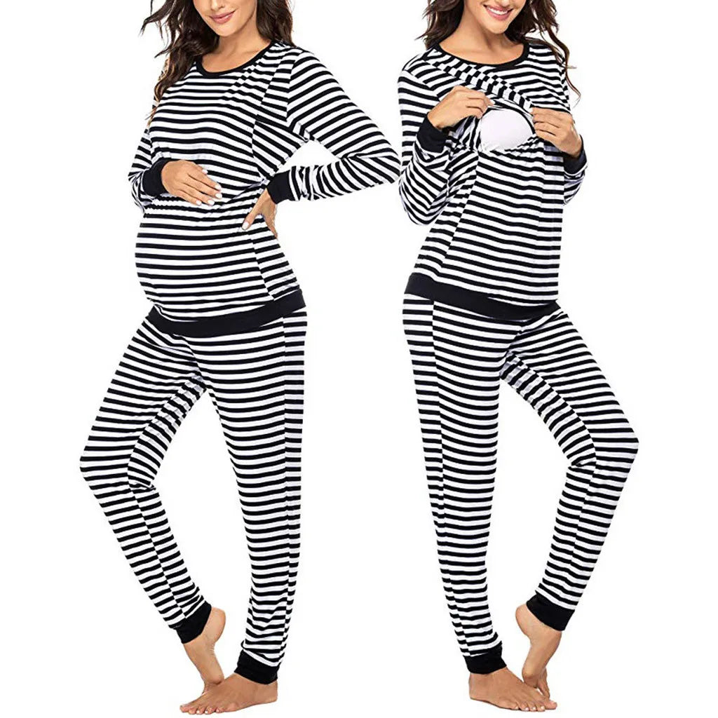 Striped Maternity Pyjama Set