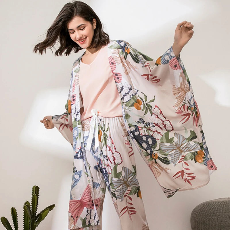 Women's Loose Floral Printed Pyjama Set